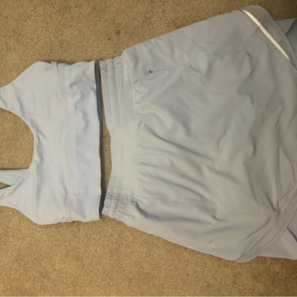 Light Blue Sports Bra and Skirt Set